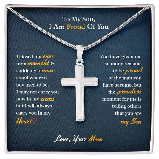 My Son | I am proud of you - Stainless Steel Cross Necklace